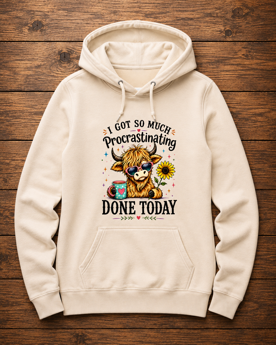 Procrastinating Highland Cow Hoodie