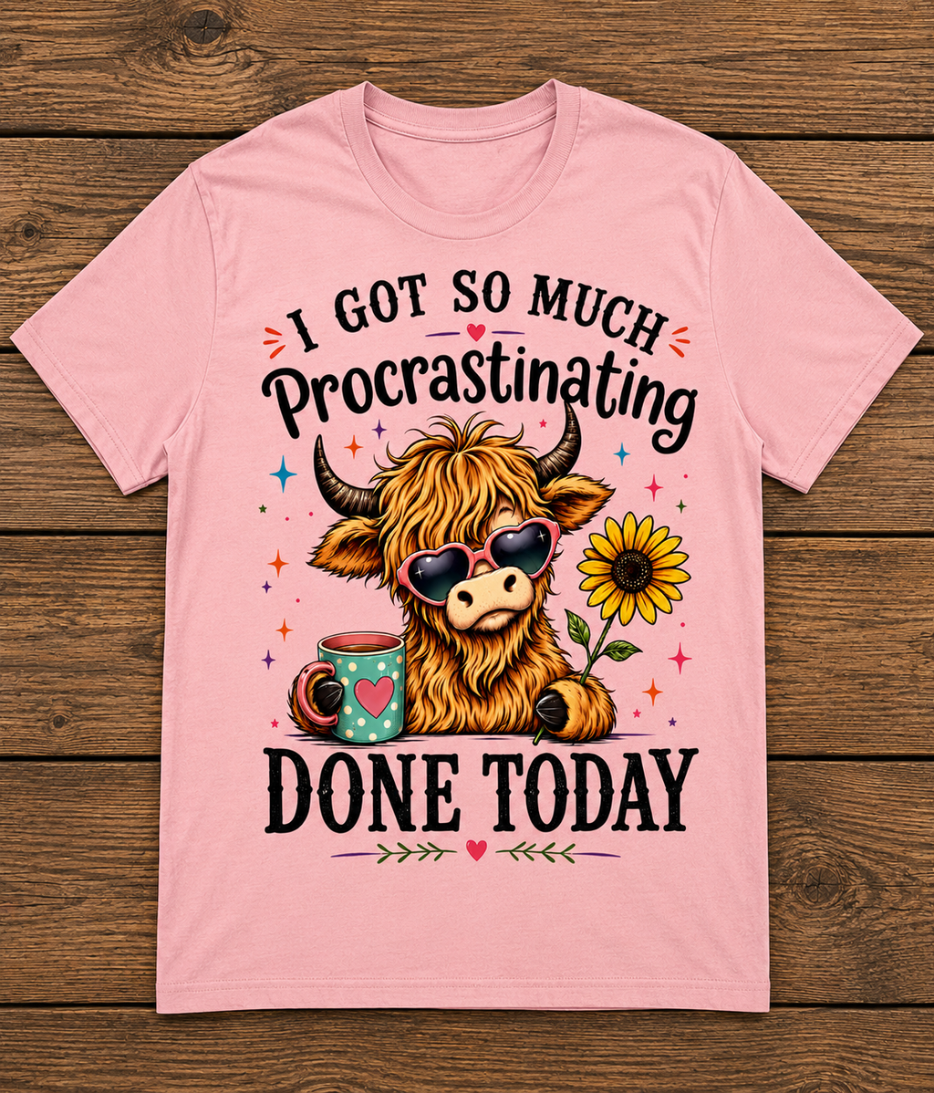 Procrastinating Highland Cow T-Shirt