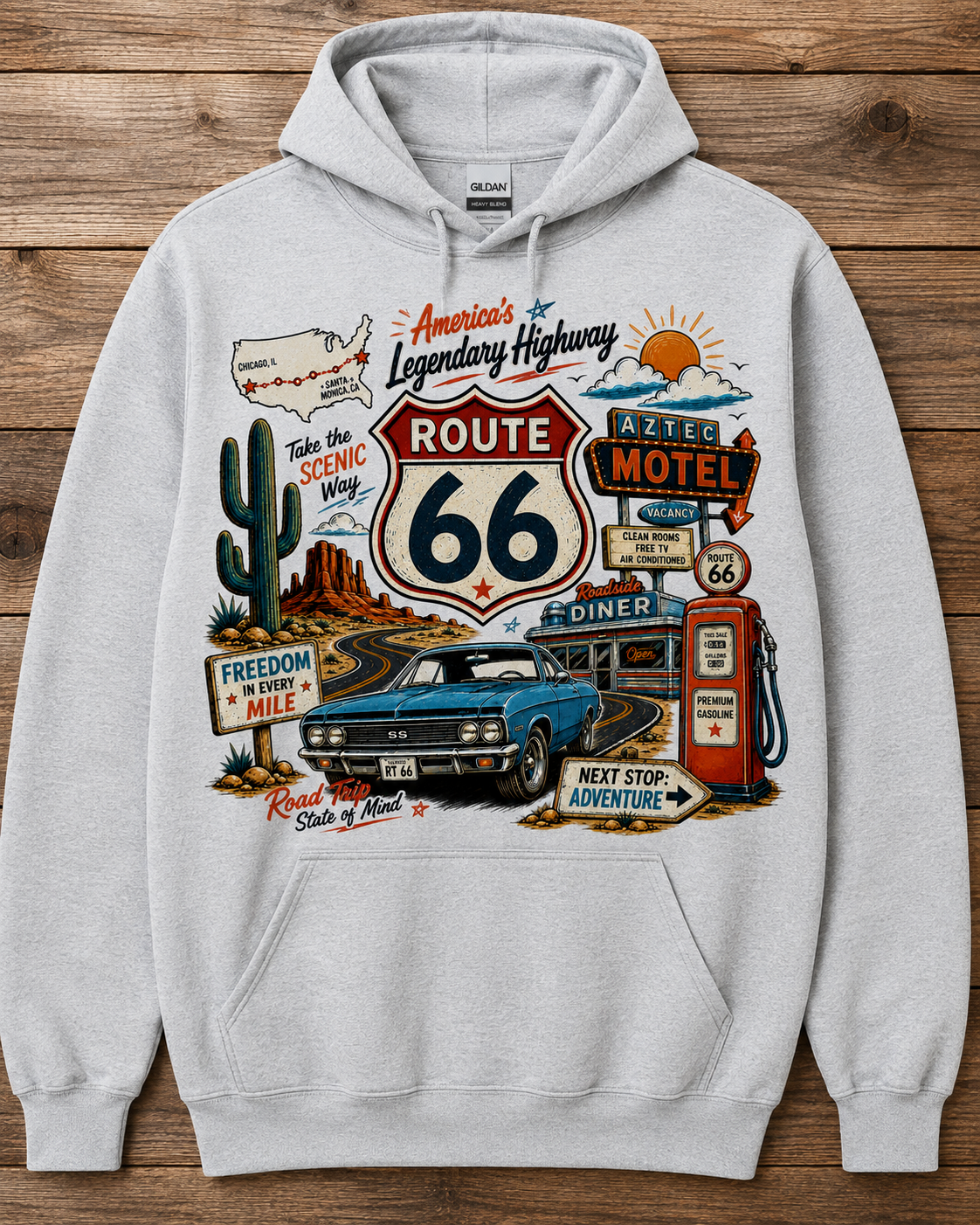 Route 66 America’s Legendary Highway Graphic Hoodie