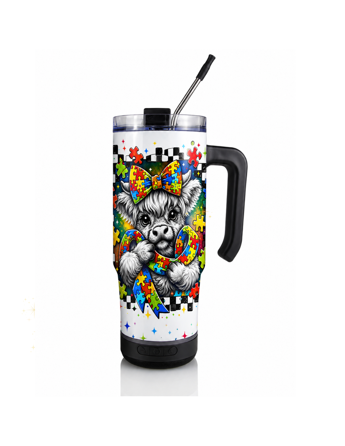 Autism Awareness Highland Cow Speaker Tumbler
