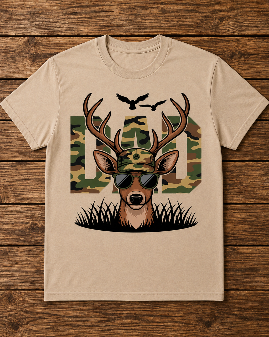 Camo DAD Hunting Deer T-Shirt