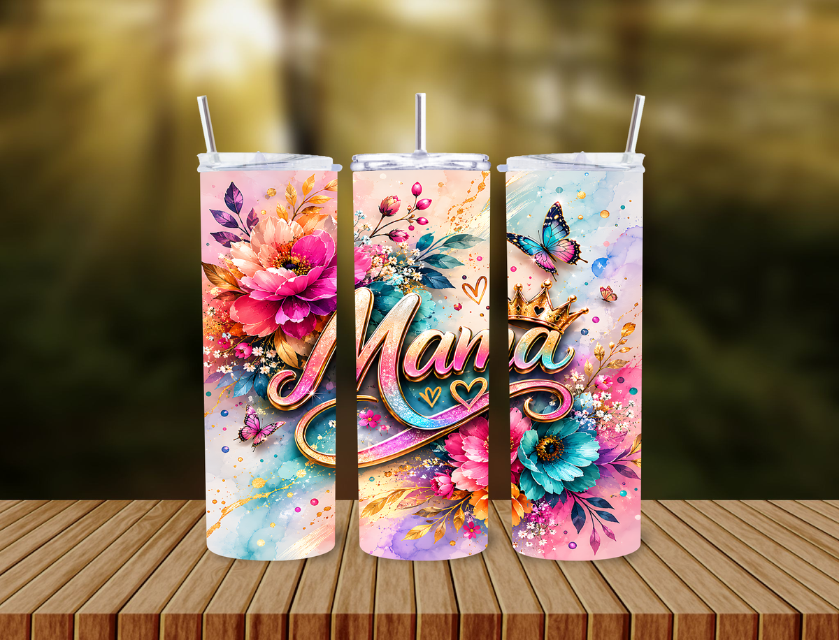 Mama Floral Butterfly 20 oz Tumbler