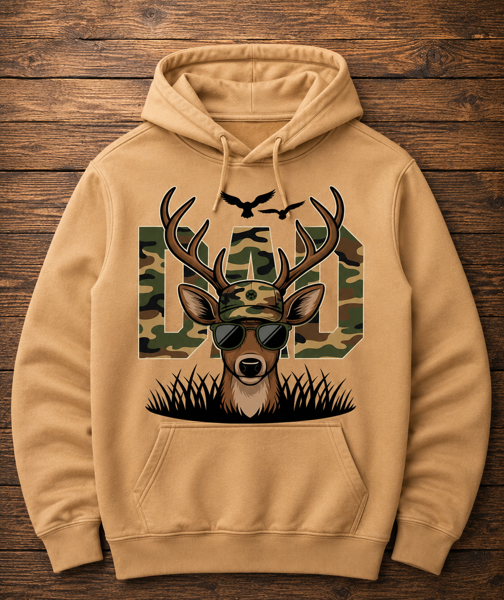 Camo DAD Hunting Deer Hoodie
