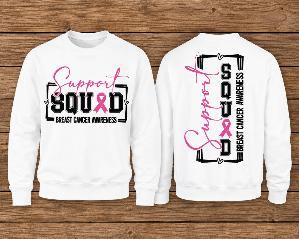 Support Squad Breast Cancer Awareness Front & Back Sweatshirt