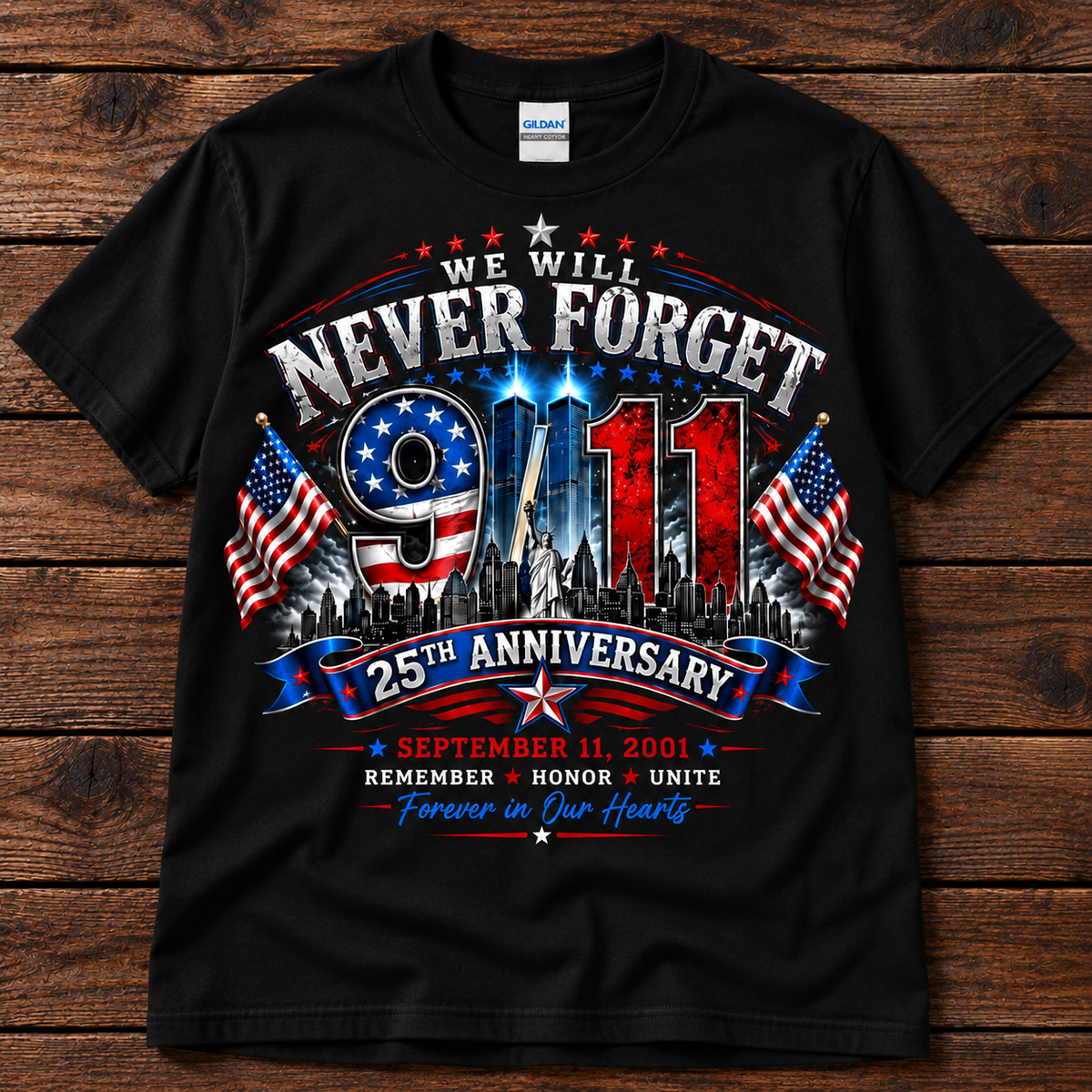 9/11 Never Forget 25th Anniversary Shirt –Short & Long Sleeve