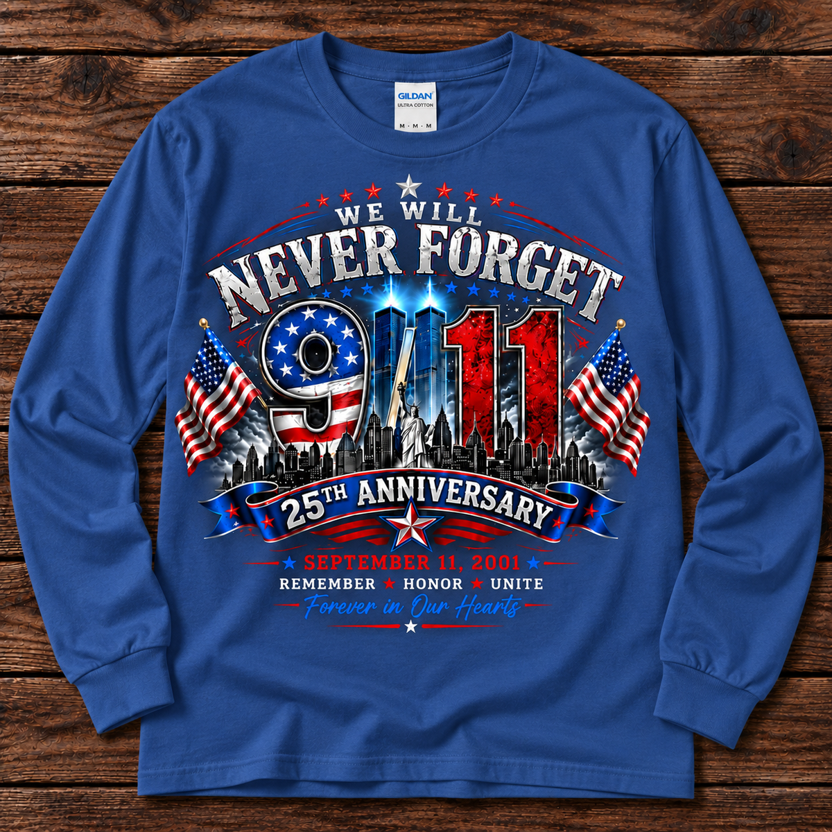 9/11 Never Forget 25th Anniversary Shirt –Short & Long Sleeve
