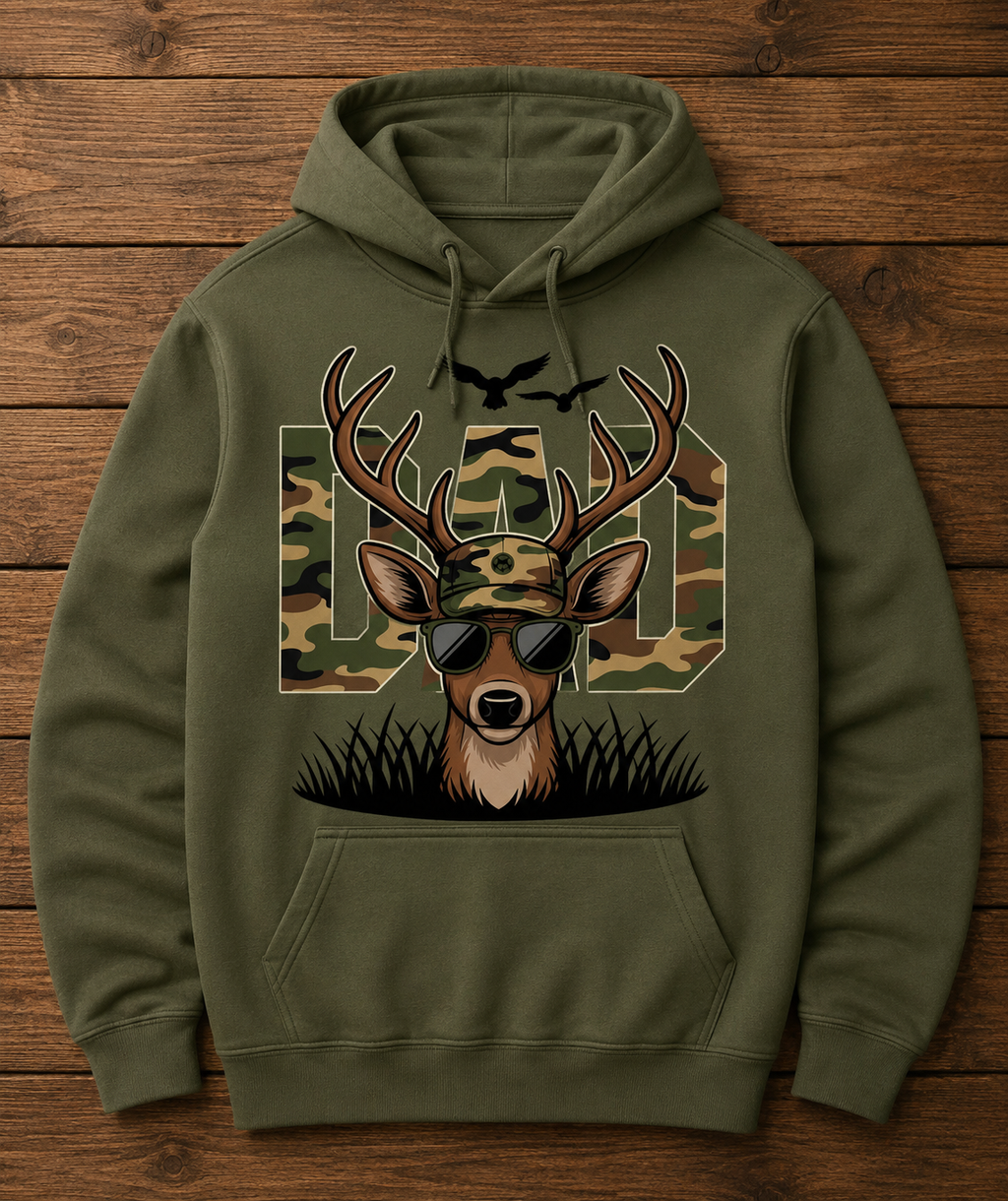 Camo DAD Hunting Deer Hoodie