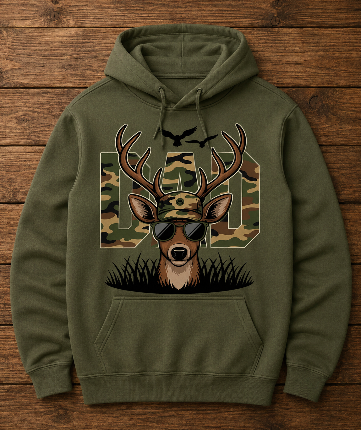 Camo DAD Hunting Deer Hoodie