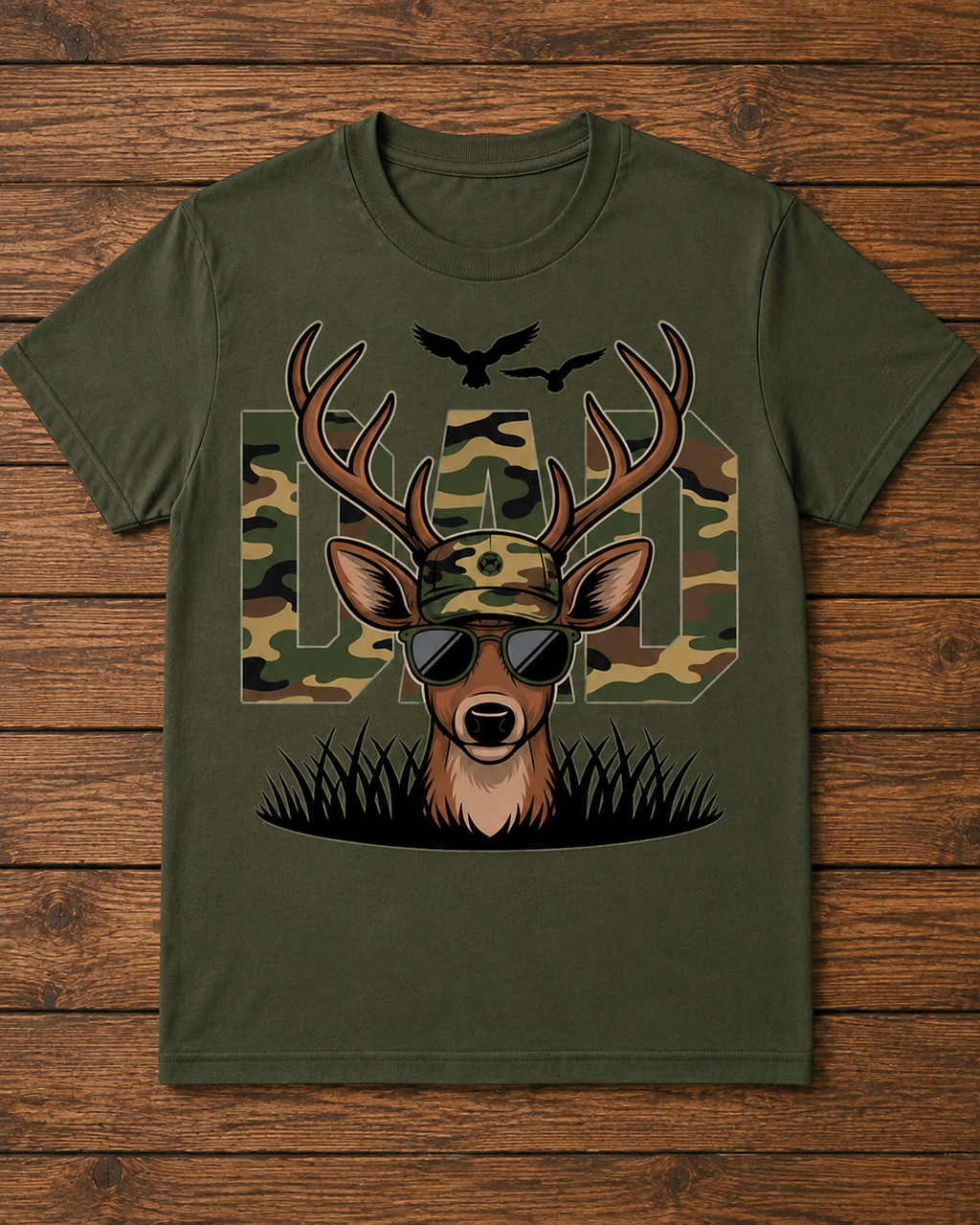 Camo DAD Hunting Deer T-Shirt