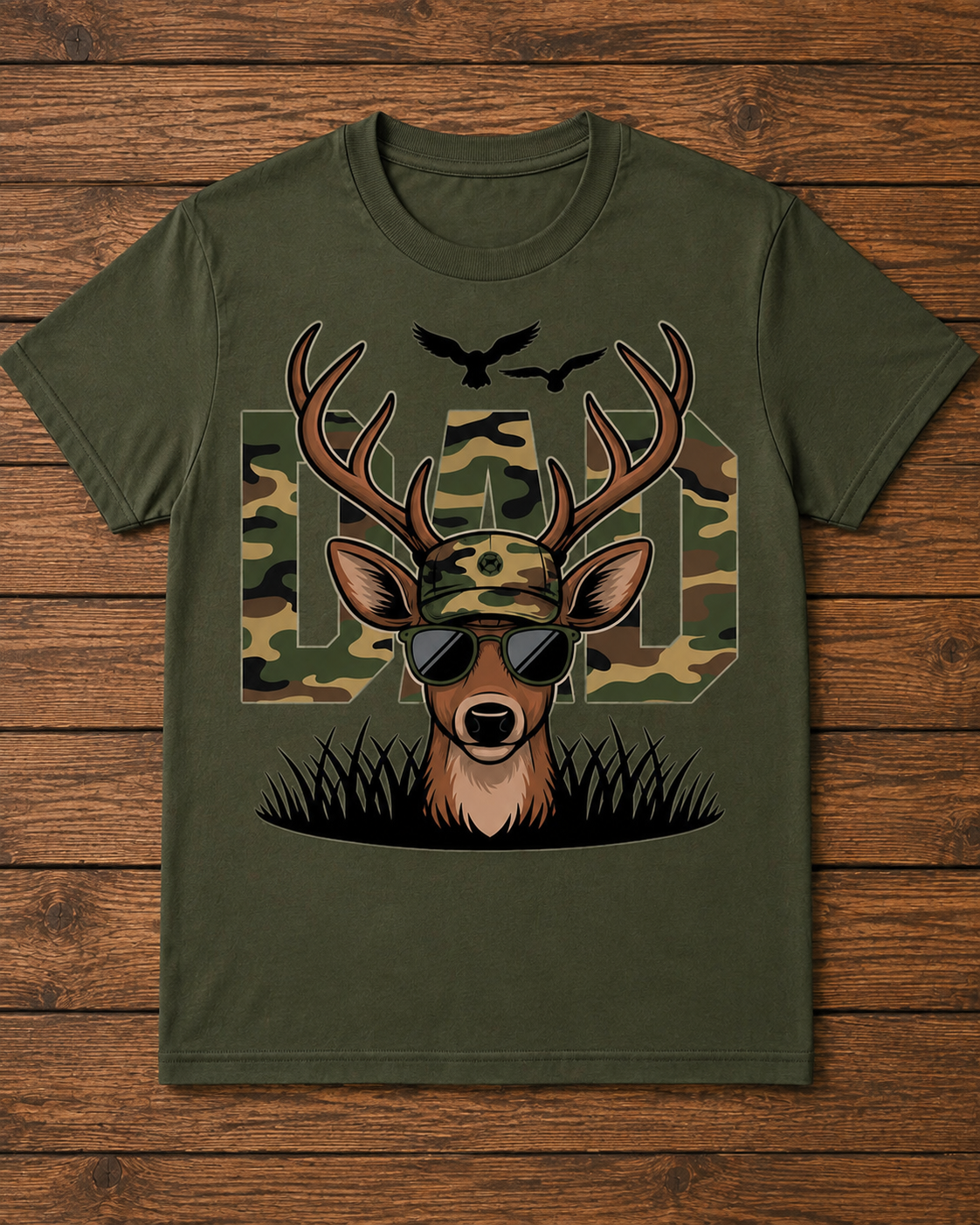 Camo DAD Hunting Deer T-Shirt
