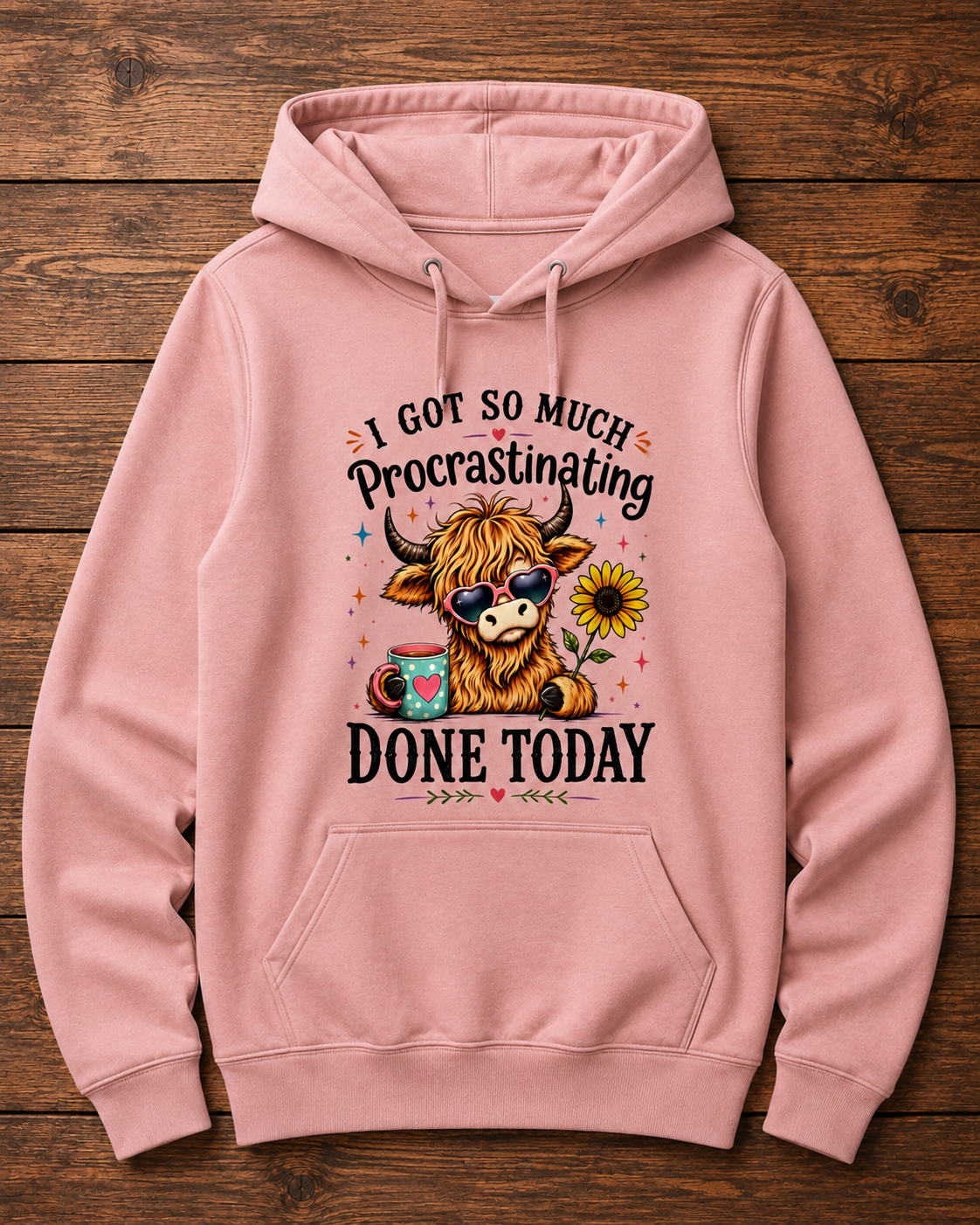 Procrastinating Highland Cow Hoodie