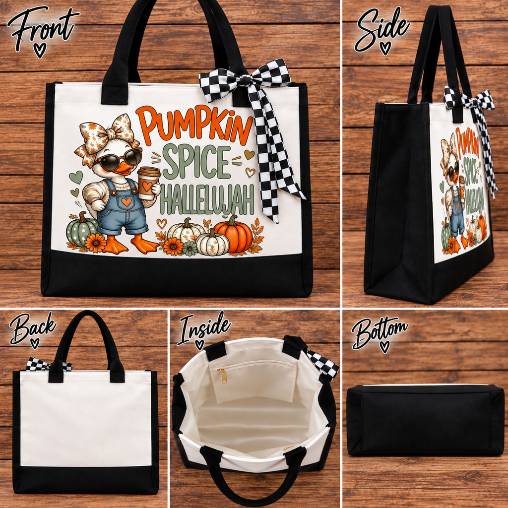 Pumpkin Spice Hallelujah Fall Canvas Tote Bag