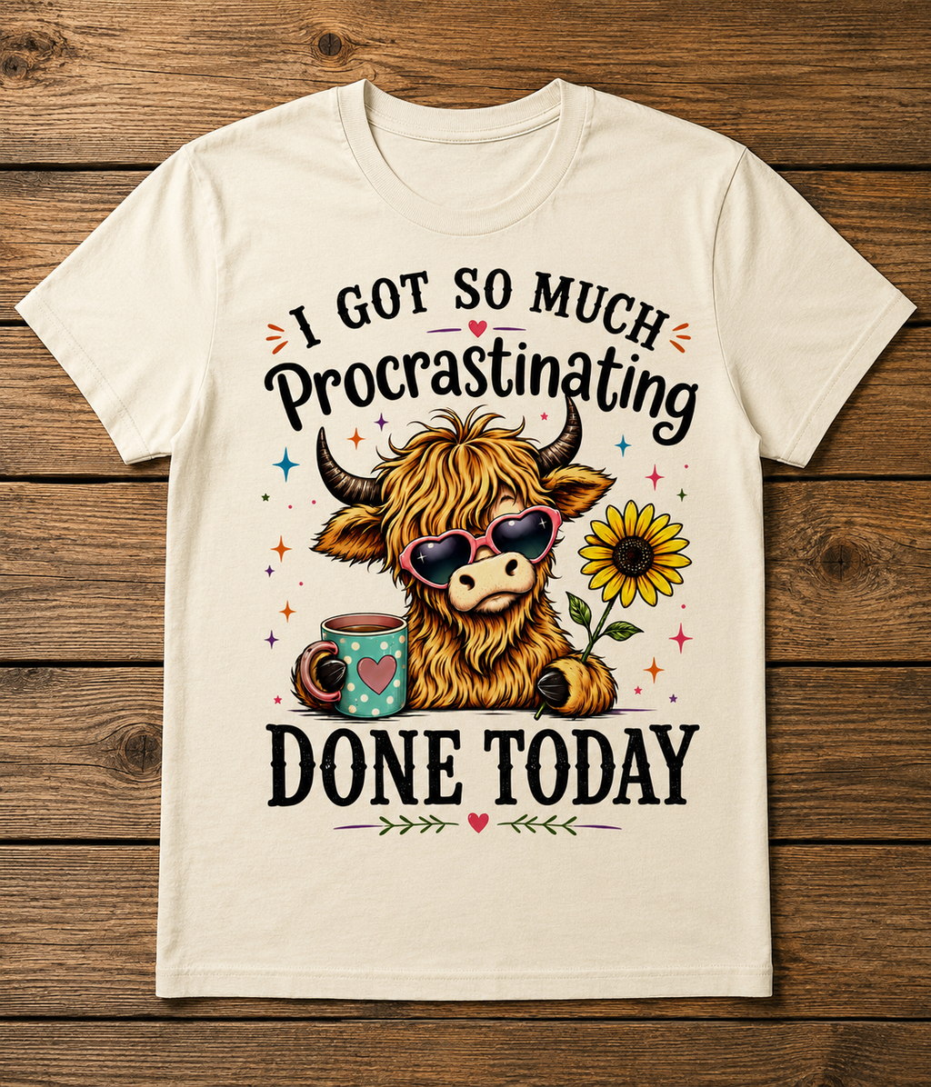 Procrastinating Highland Cow T-Shirt