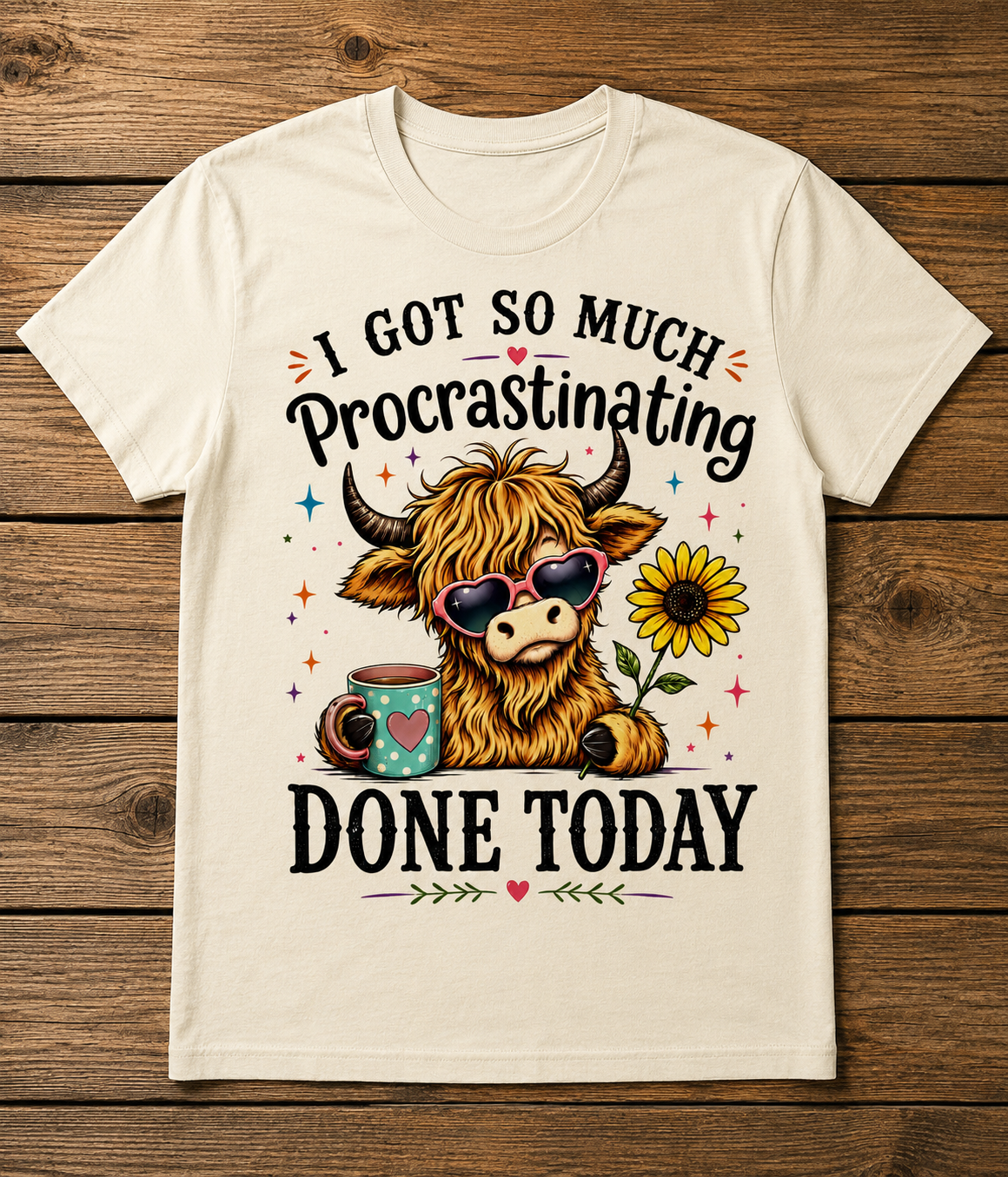 Procrastinating Highland Cow T-Shirt