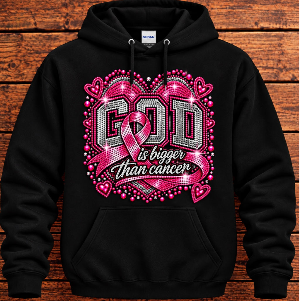 God Is Bigger Than Cancer Pink Ribbon Awareness Hoodie