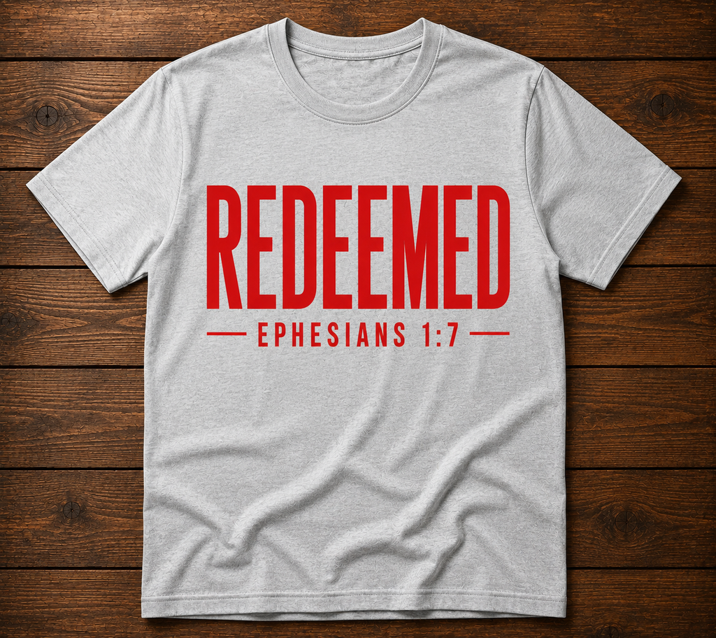 REDEEMED EPHESIANS 1:7 T-SHIRT
