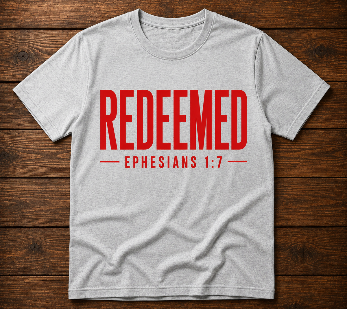 REDEEMED EPHESIANS 1:7 T-SHIRT