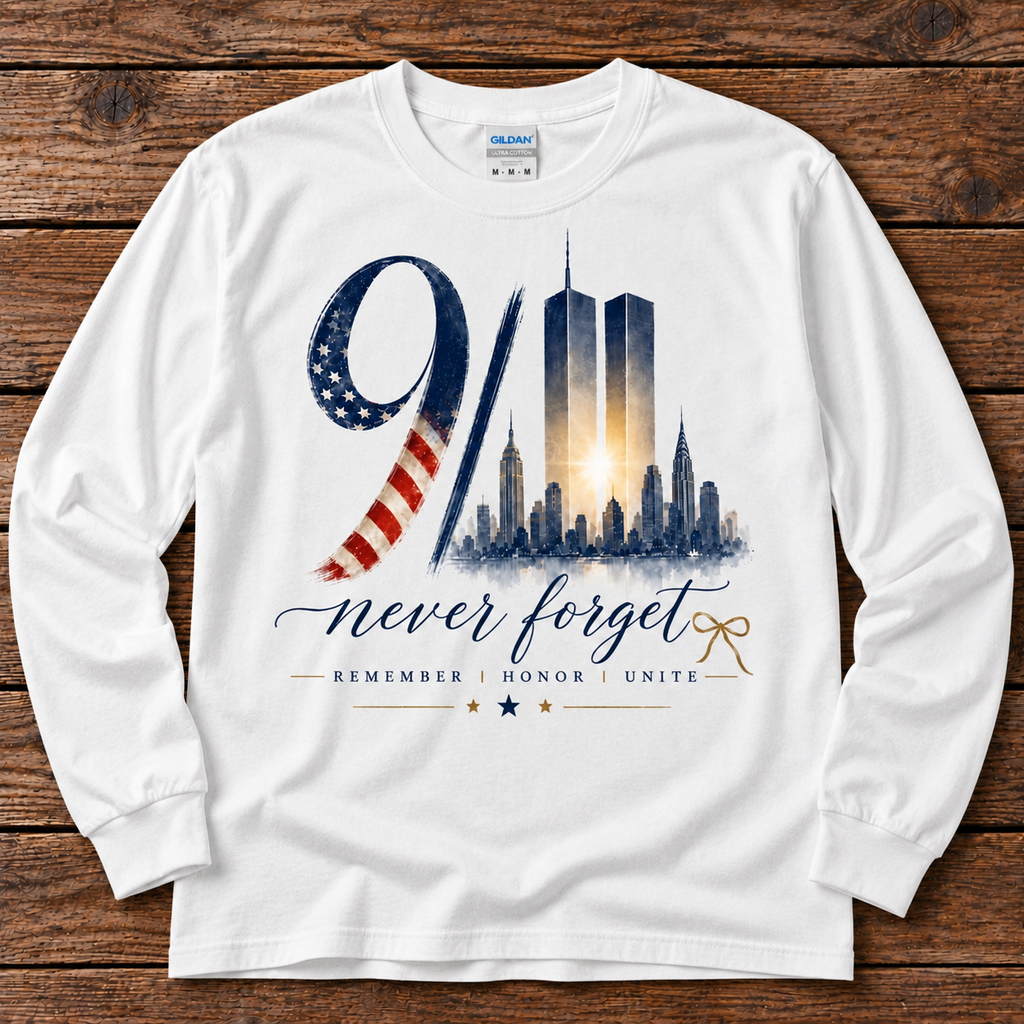 9/11 Never Forget Memorial Shirt Short & Long Sleeve