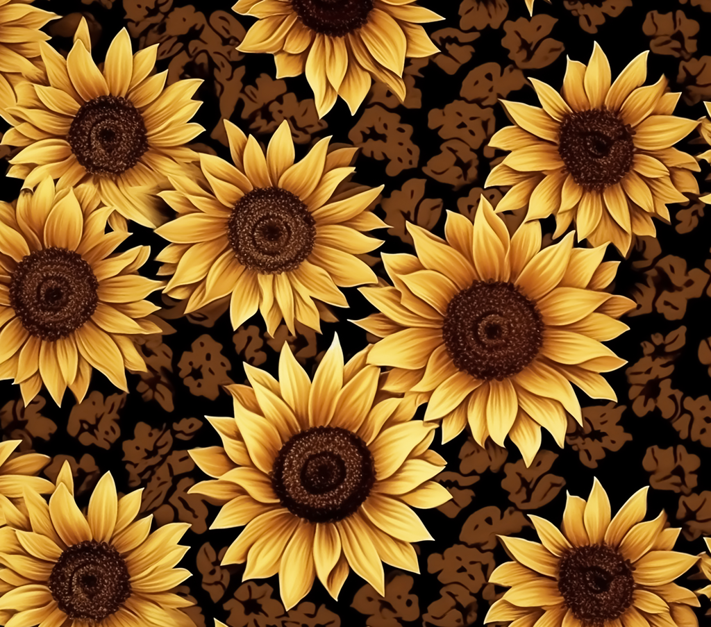Golden Sunflower 20 OZ Tumbler | Black & Gold Floral Design