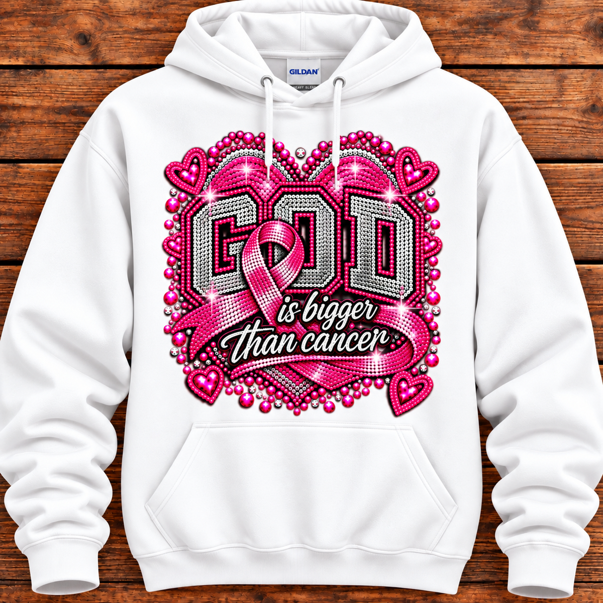 God Is Bigger Than Cancer Pink Ribbon Awareness Hoodie