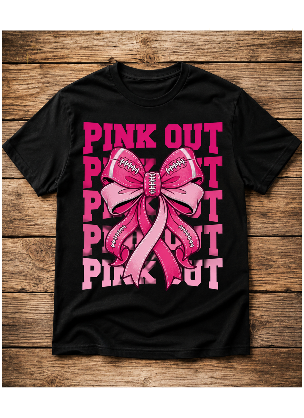 PINK OUT FOOTBALL BOW T-SHIRT Available