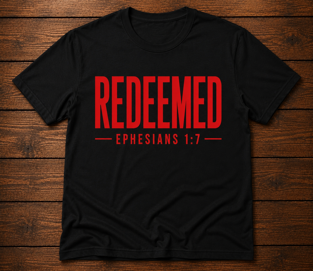 REDEEMED EPHESIANS 1:7 T-SHIRT