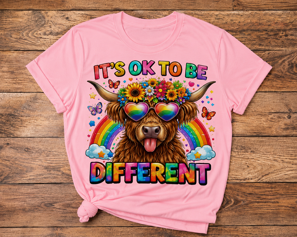 It’s OK to Be Different Highland Cow T-Shirt