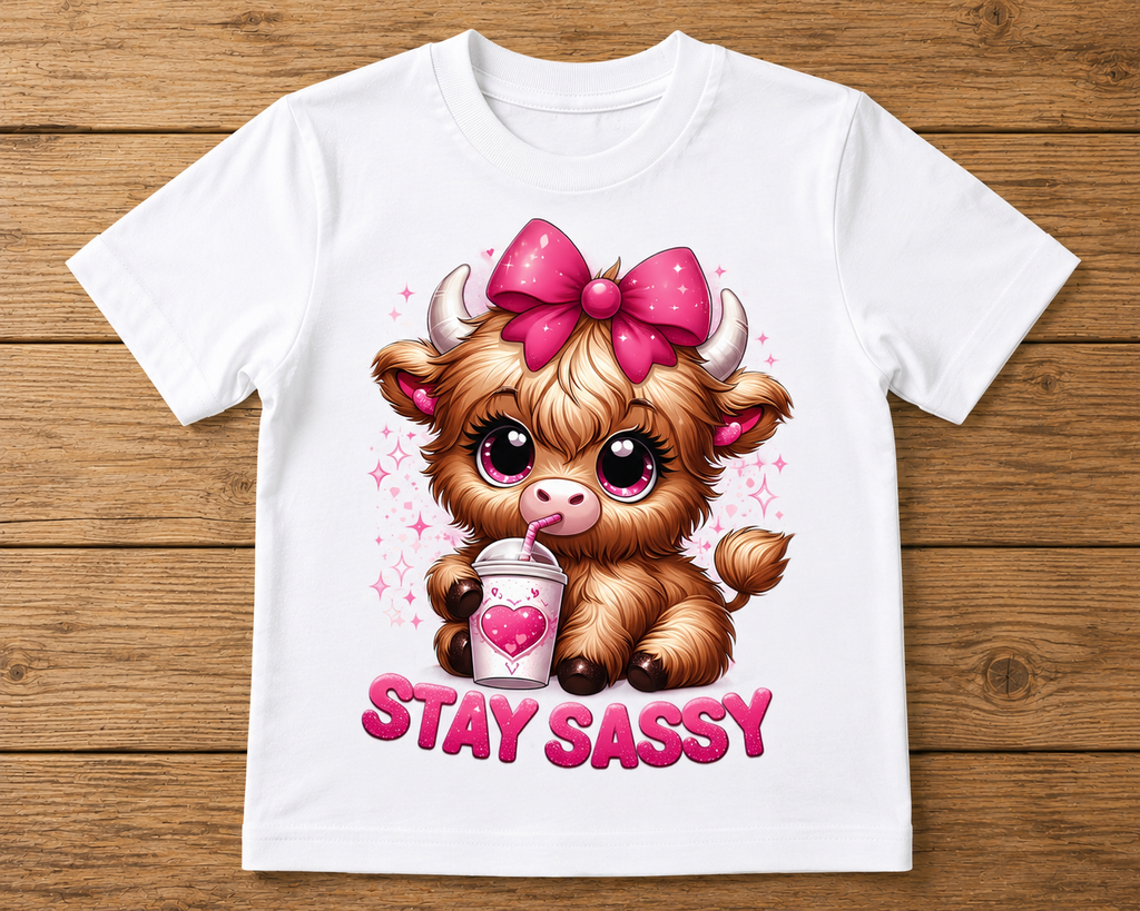 Stay Sassy Highland Cow Kids Shirt