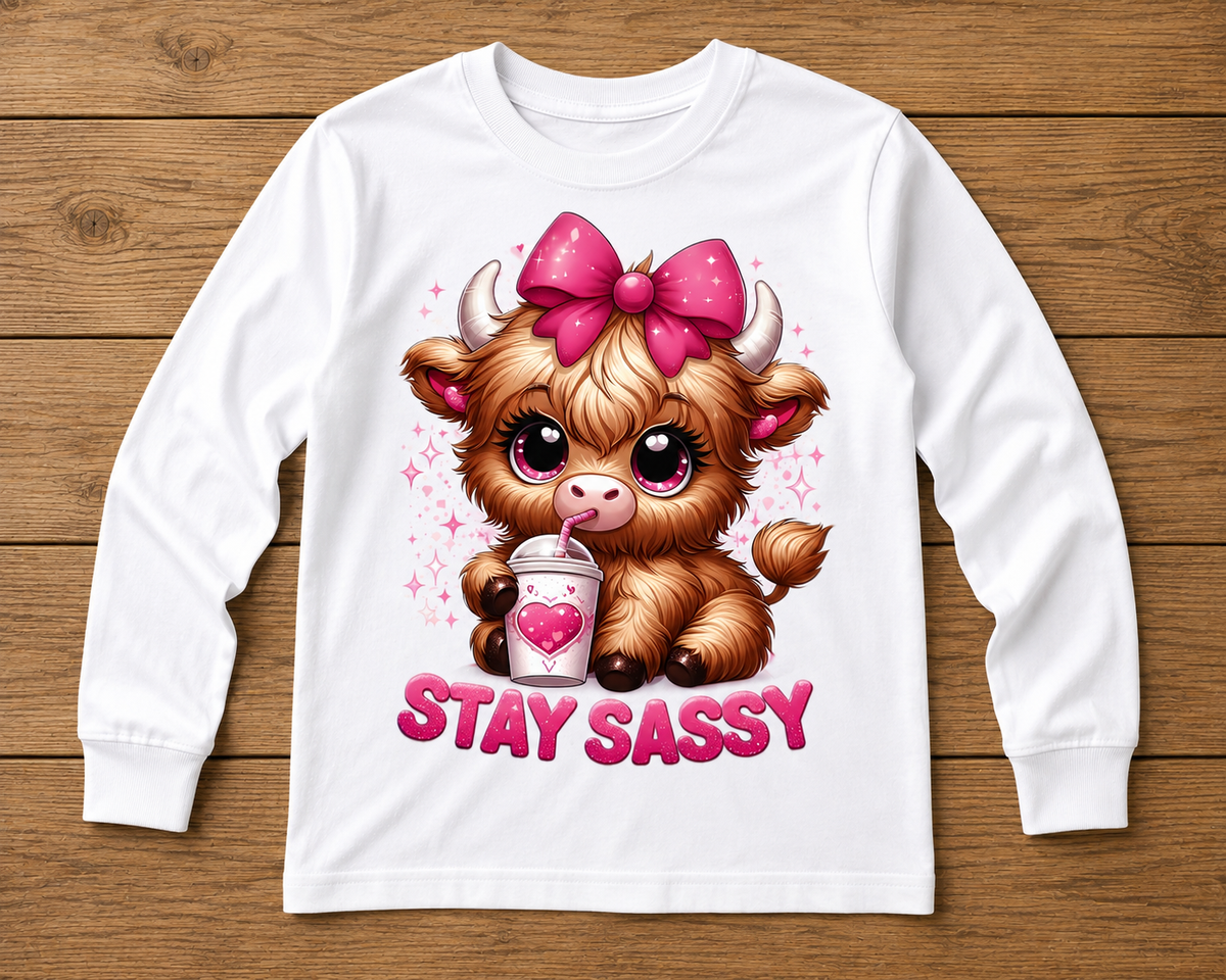 Stay Sassy Highland Cow Kids Shirt