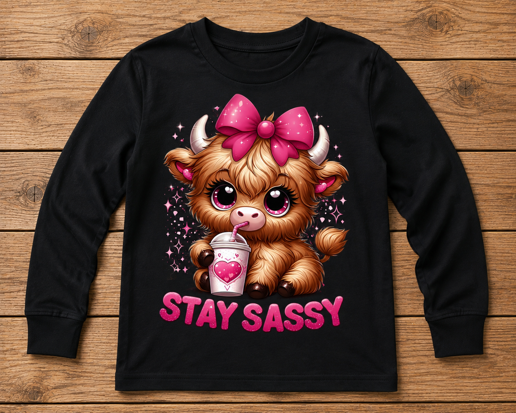 Stay Sassy Highland Cow Kids Shirt