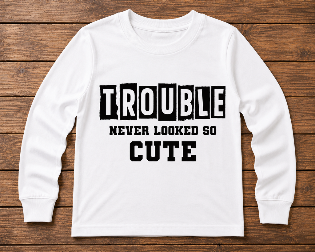 Trouble Never Looked So Cute Kids Shirt – Short & Long Sleeve