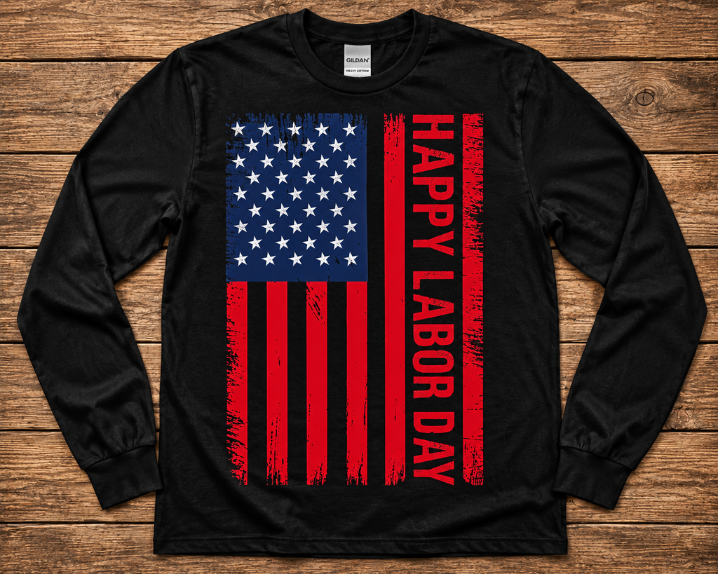 Happy Labor Day Flag Long Sleeve Shirt