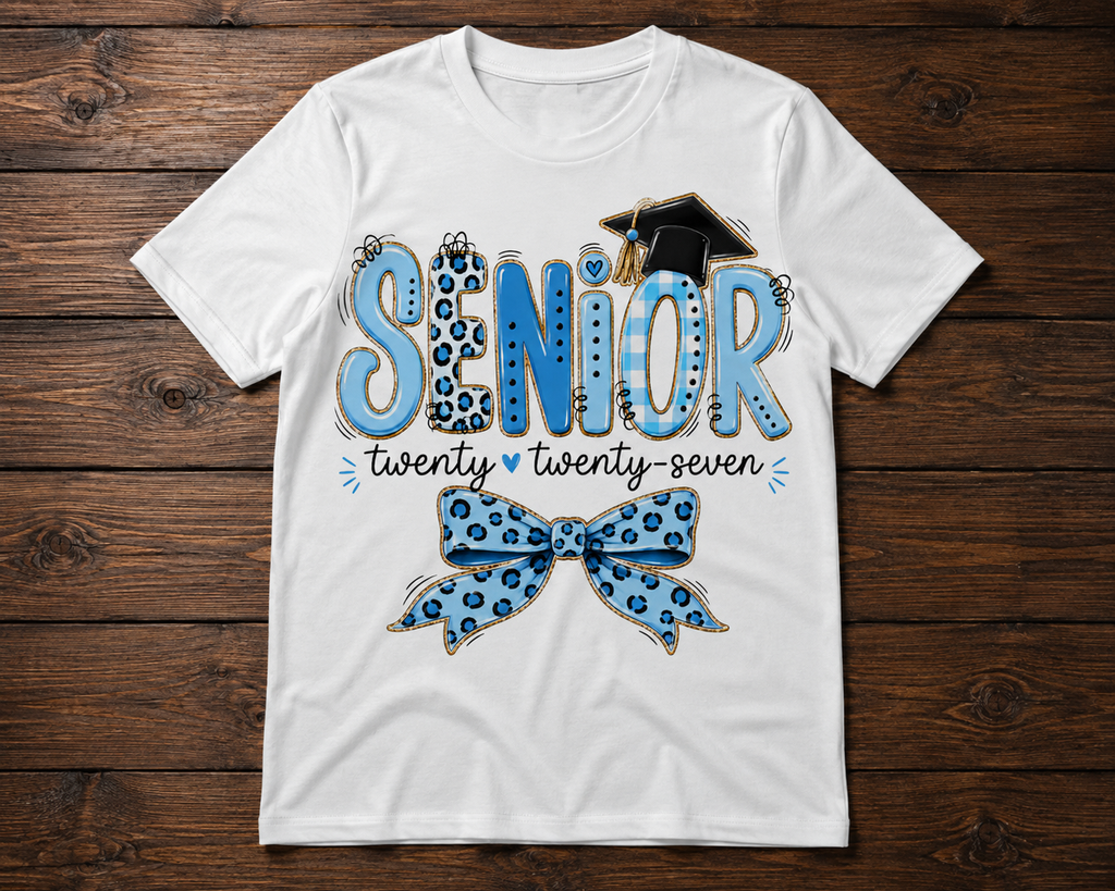 Senior 2027 Blue Bow Graduation Shirt