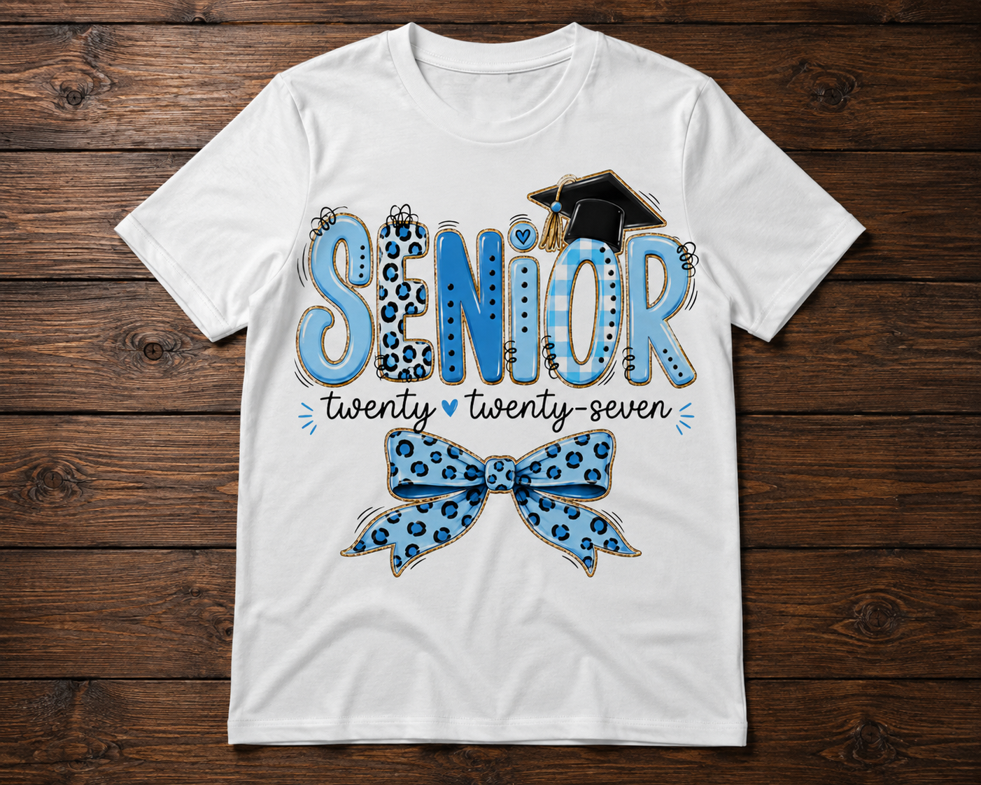 Senior 2027 Blue Bow Graduation Shirt