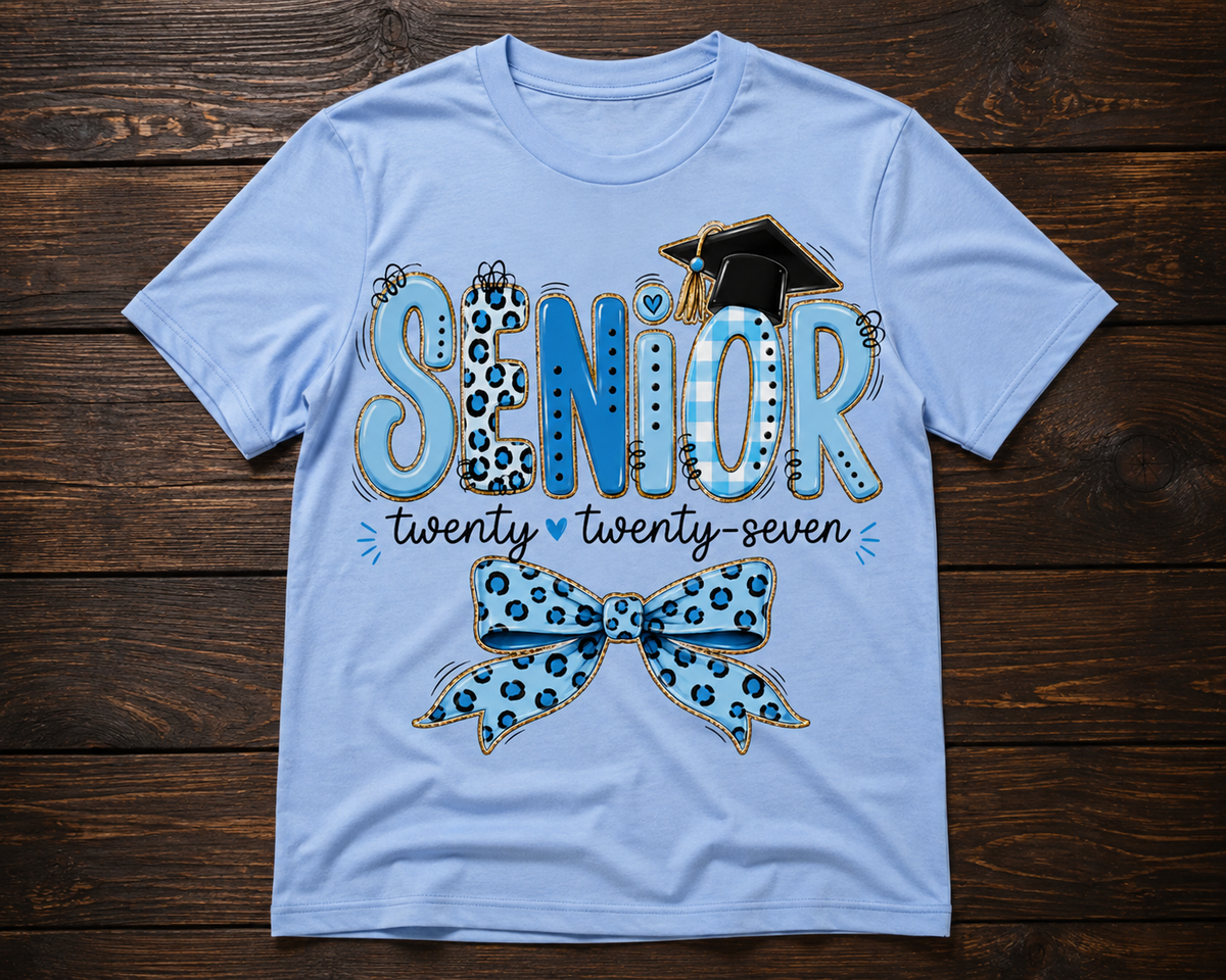 Senior 2027 Blue Bow Graduation Shirt