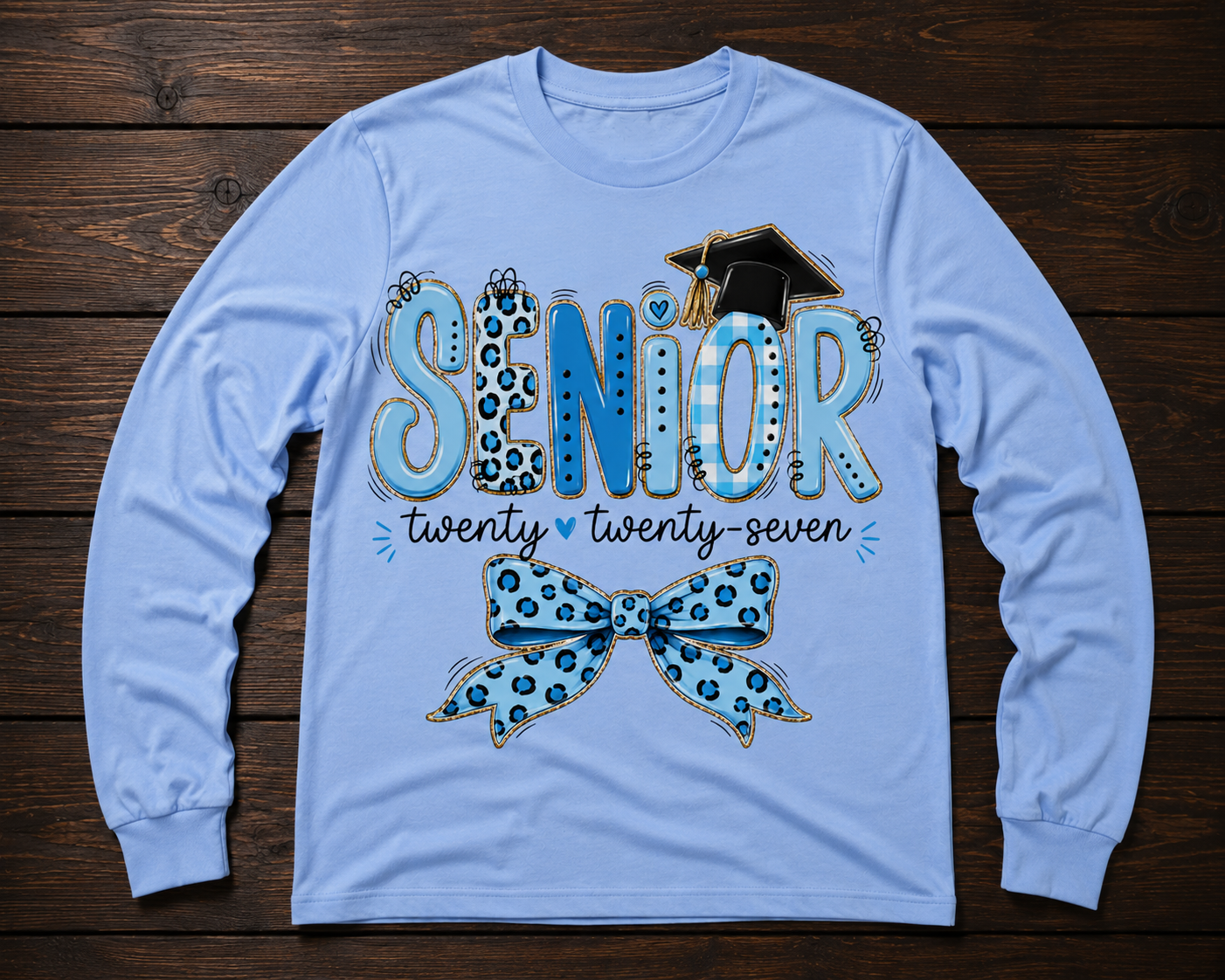 Senior 2027 Blue Bow Graduation Shirt