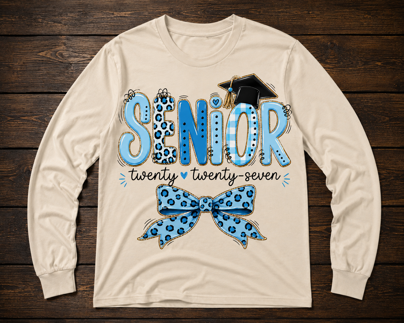 Senior 2027 Blue Bow Graduation Shirt