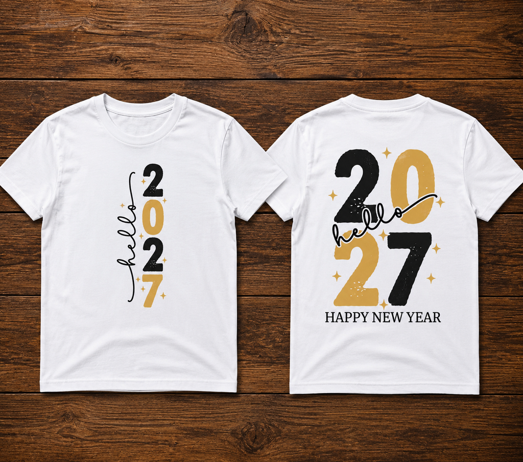 Hello 2027 Happy New Year Front & Back Shirt