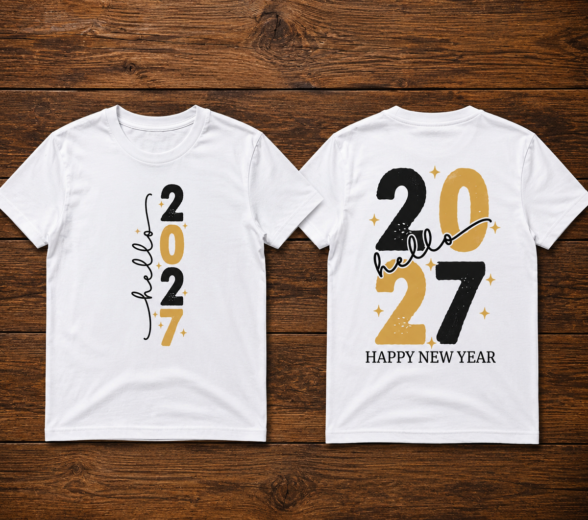 Hello 2027 Happy New Year Front & Back Shirt