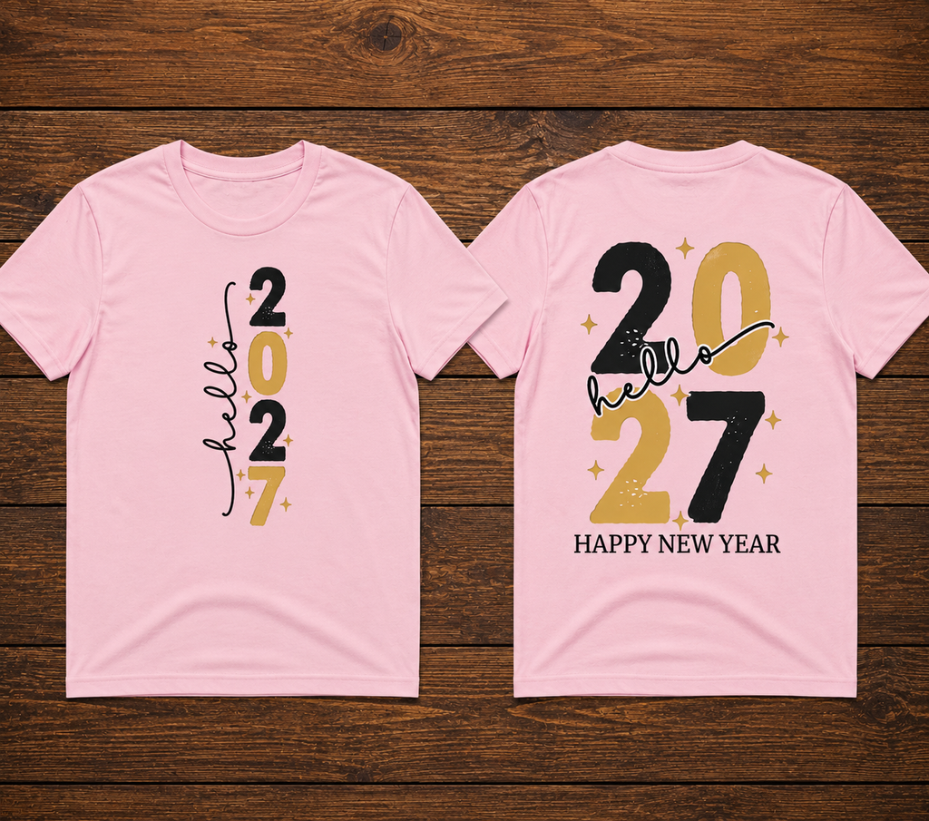 Hello 2027 Happy New Year Front & Back Shirt