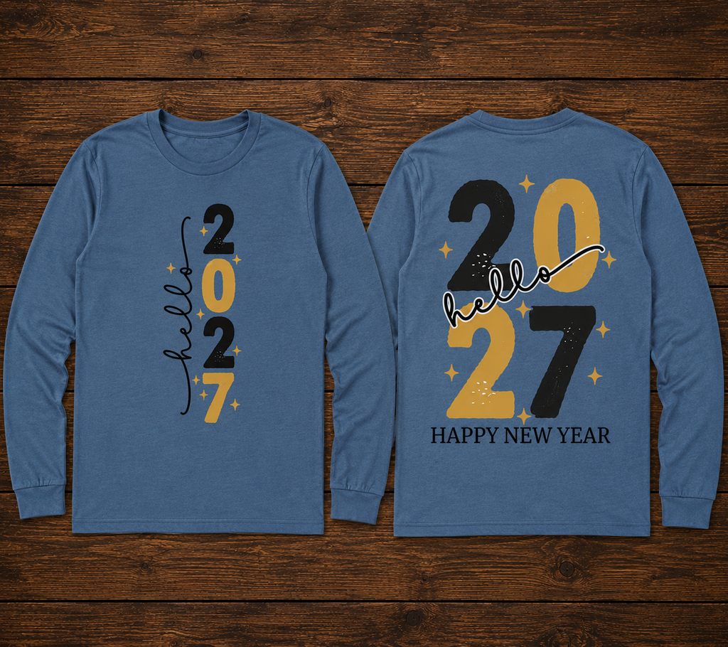 Hello 2027 Happy New Year Front & Back Shirt