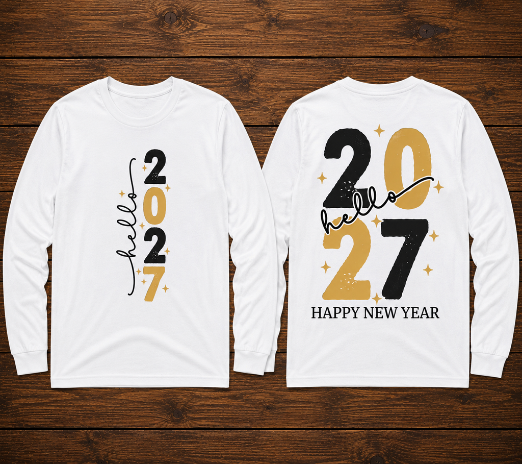 Hello 2027 Happy New Year Front & Back Shirt