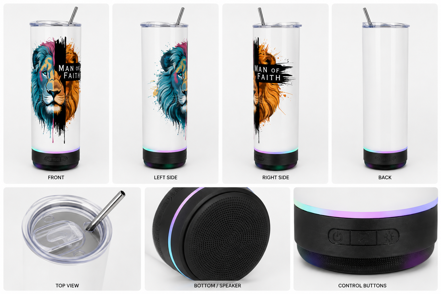 Man of Faith Bluetooth Speaker Tumbler 20 Oz