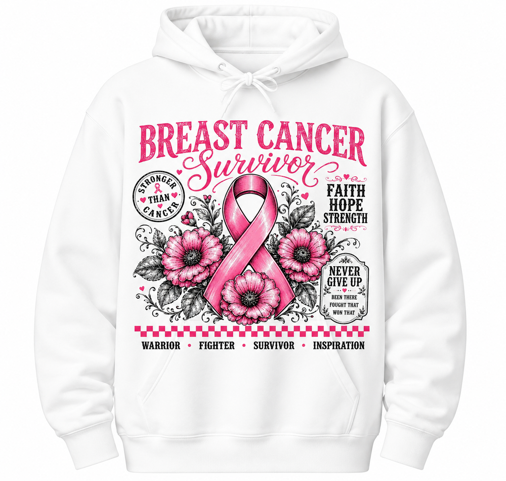 Breast Cancer Survivor – Faith, Hope & Strength Hoodie