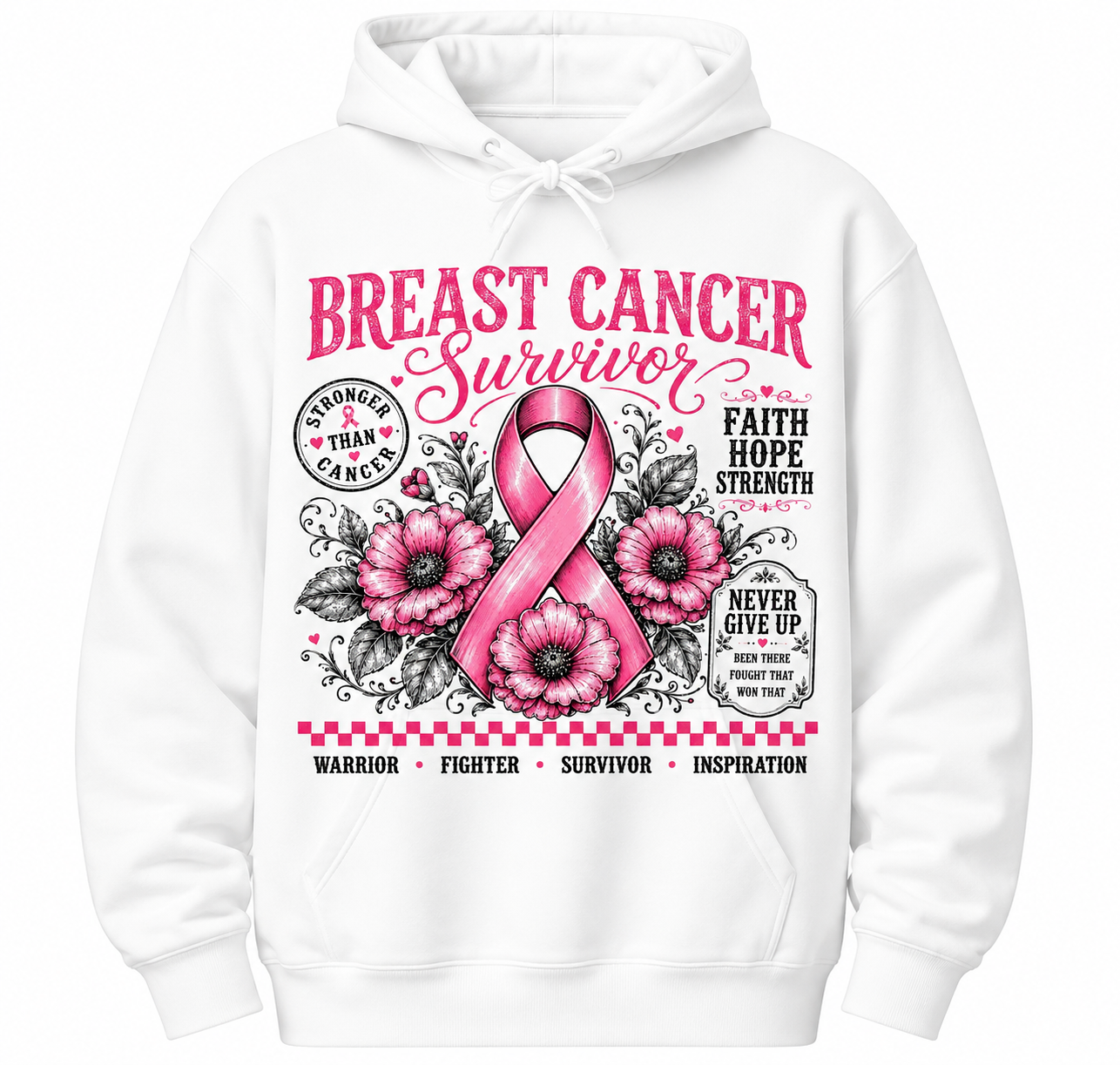 Breast Cancer Survivor – Faith, Hope & Strength Hoodie