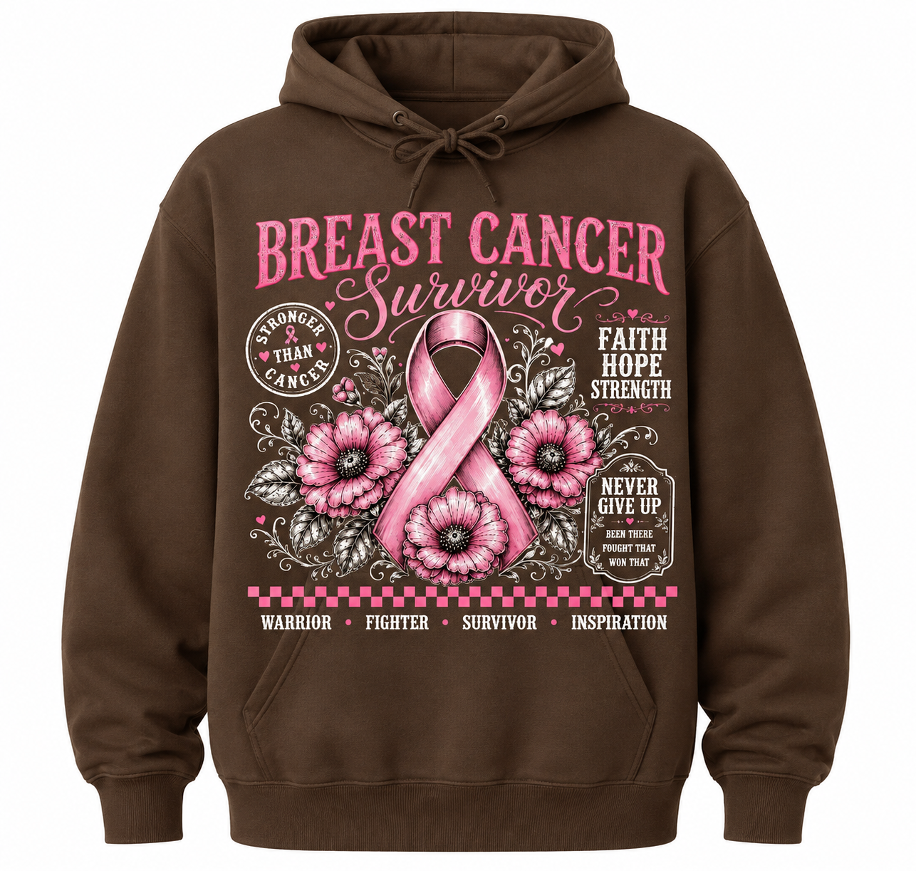 Breast Cancer Survivor – Faith, Hope & Strength Hoodie