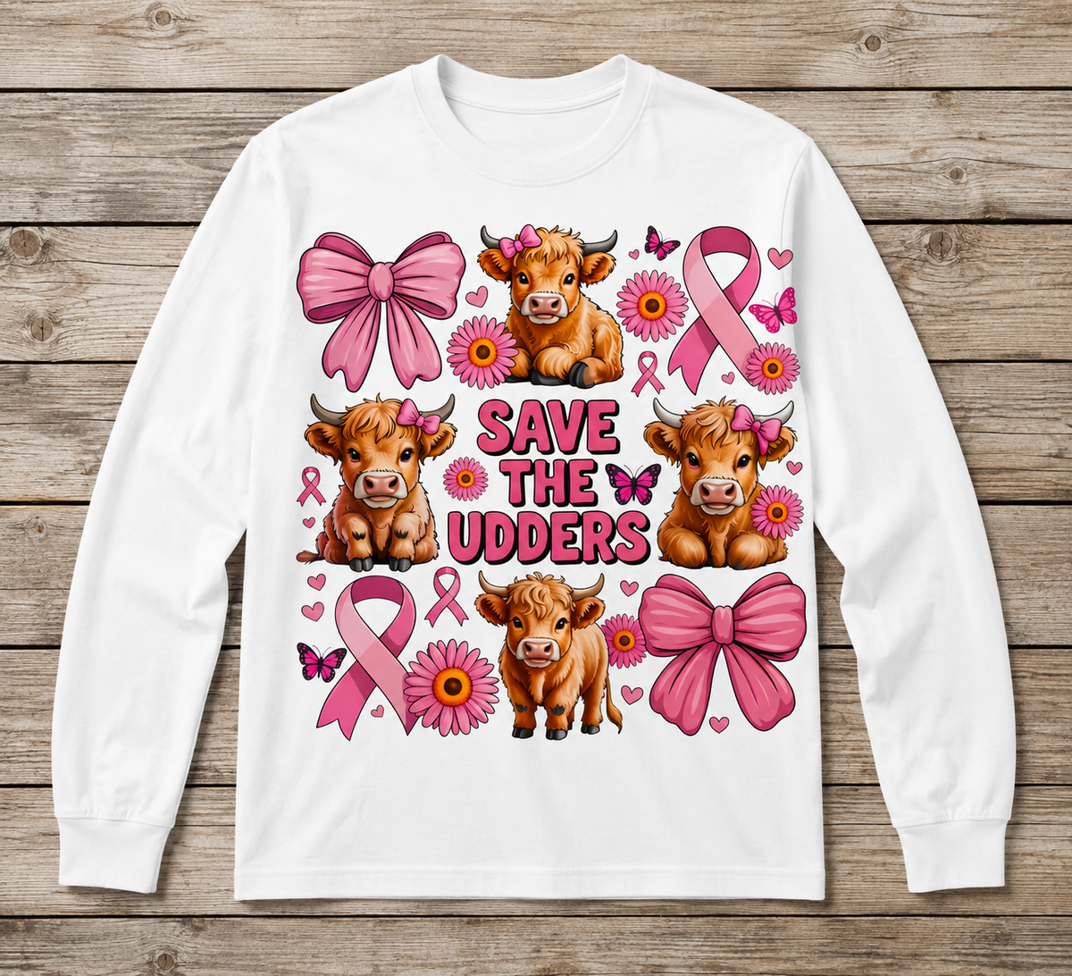 Save the Udders Highland Cow Breast Cancer Awareness Shirt