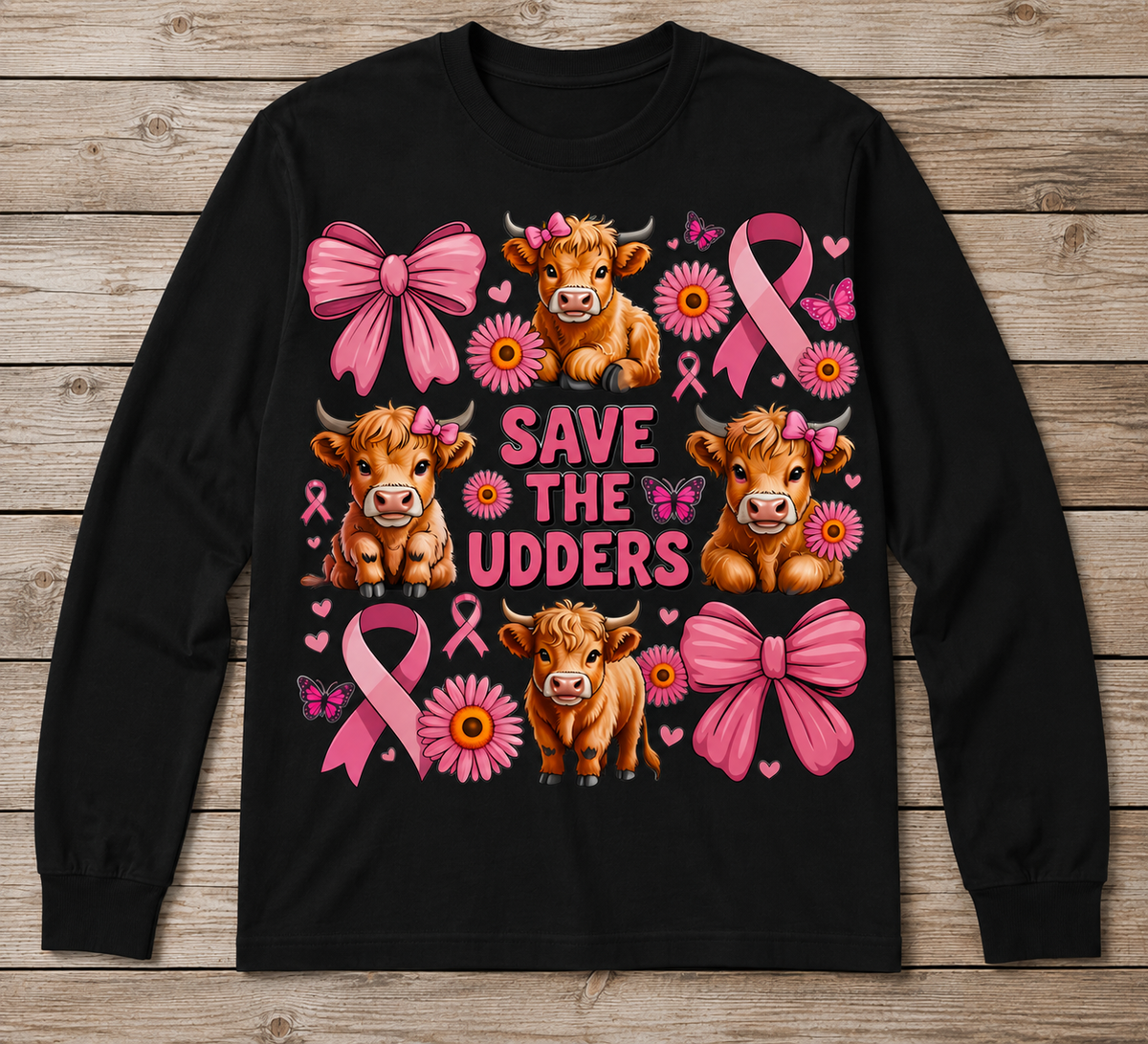 Save the Udders Highland Cow Breast Cancer Awareness Shirt