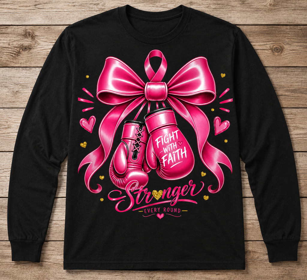 Fight With Faith – Stronger Every Round Breast Cancer Awareness Shirt
