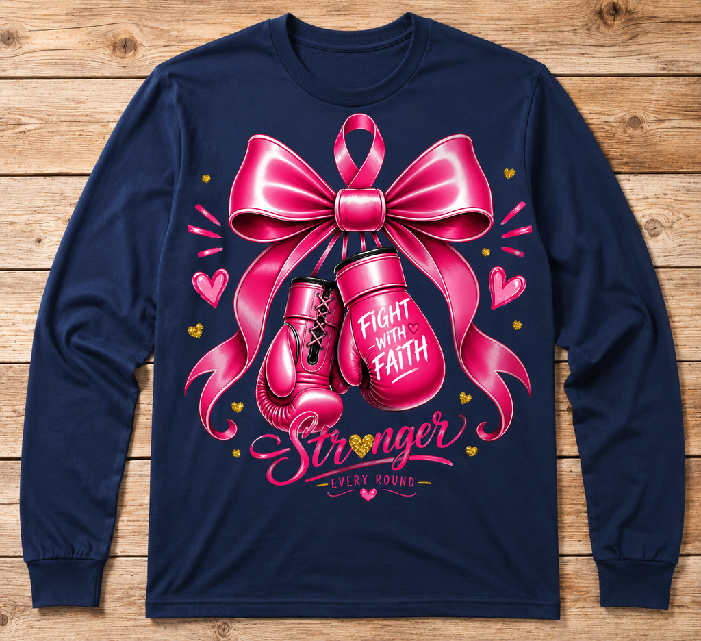 Fight With Faith – Stronger Every Round Breast Cancer Awareness Shirt